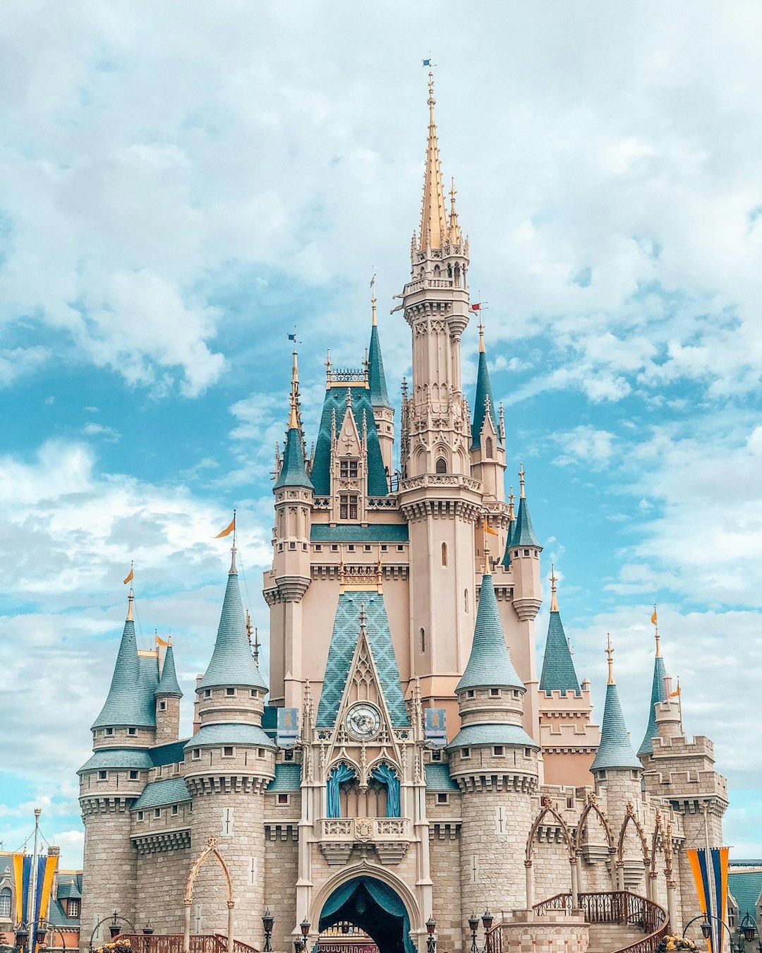 Fairy tale castle with blue sky background